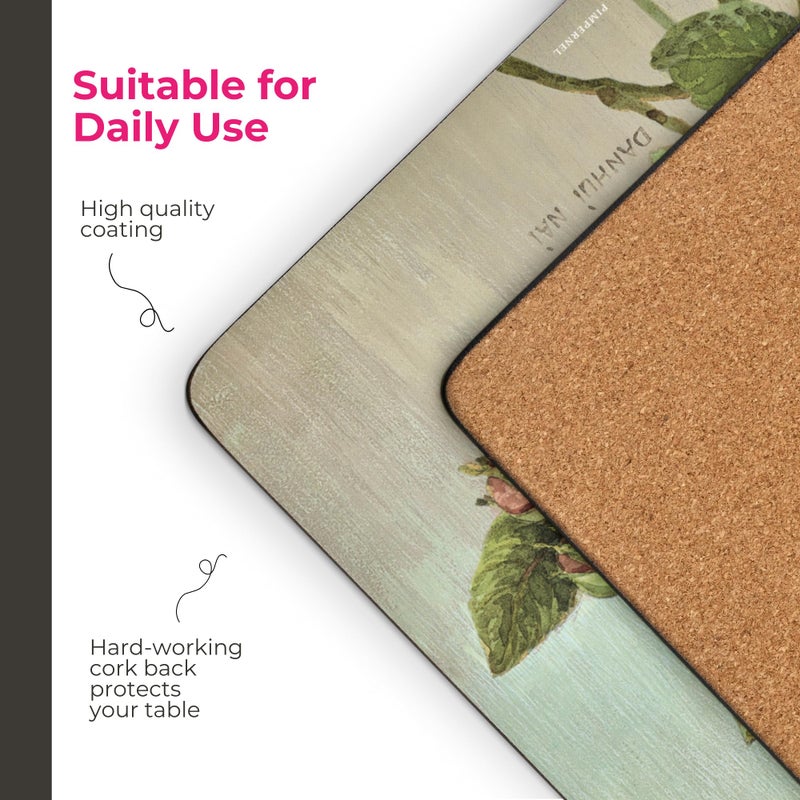 Pimpernel Floral Collection Placemats, Set of 4 â€“ (15.7" x 11.7") Cork-Backed Table Mats with Colorful Botanical Art Prints, Heat & Stain Resistant Lacquered Surface, Decorative Dining - Image 5